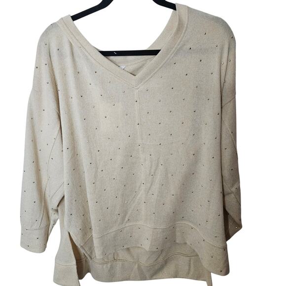 Emily Daniels Tops - Emily Daniels NWT Beige Studded Sweater Sz 1X